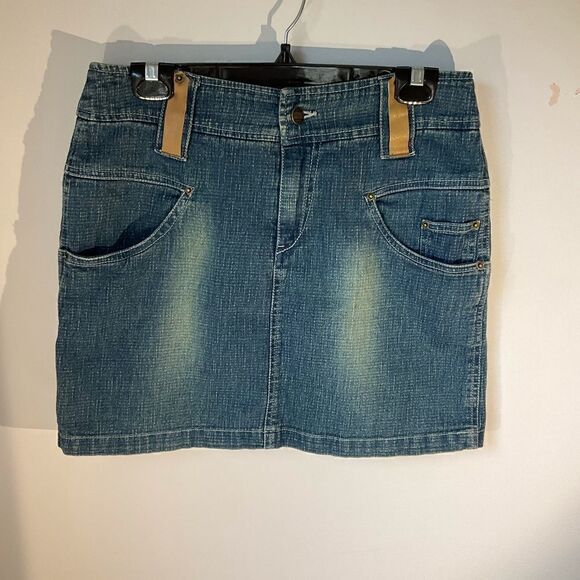 Extreme Denim Miniskirt with FauxLeather Details, 7. Altgirl, egirl, rocker - Picture 1 of 8